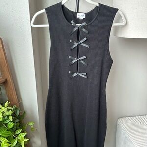 Le Lis Satin Bow Sleeveless Mini Dress